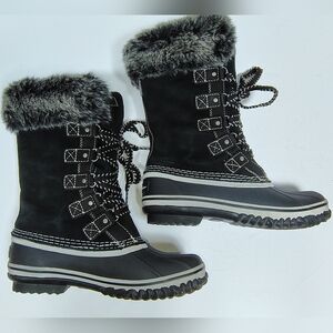 Eddie Bauer Women's Hunt Pack Snow Boot Faux Fur With Leather And Suede Size 6